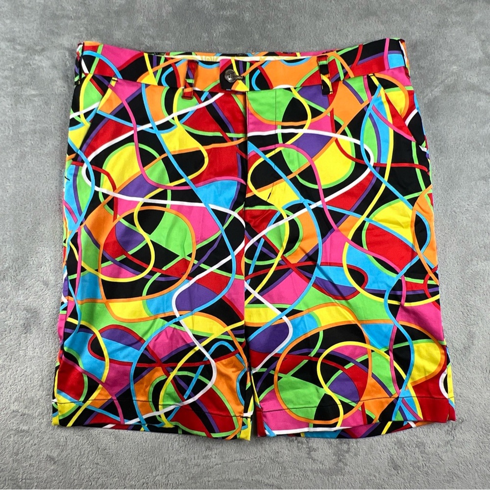 Loudmouth Golf Shorts Mens Size 35 Ko Olina Rainbow Colorful Scribbles HTF Print